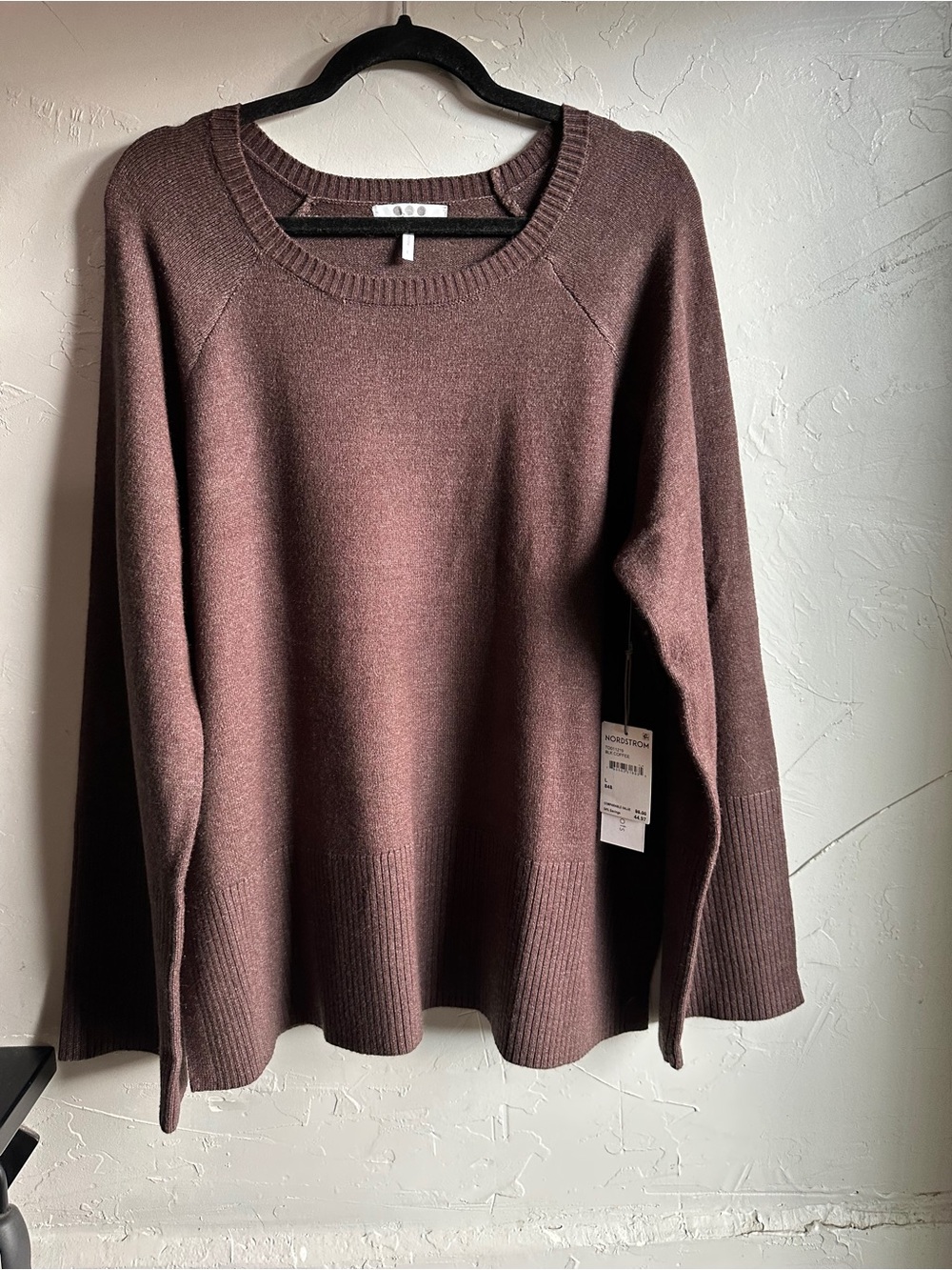 Three Dots NWT Coffee Brown Tunic Sweater NWT Soft Luxe Minimalist Oversized L